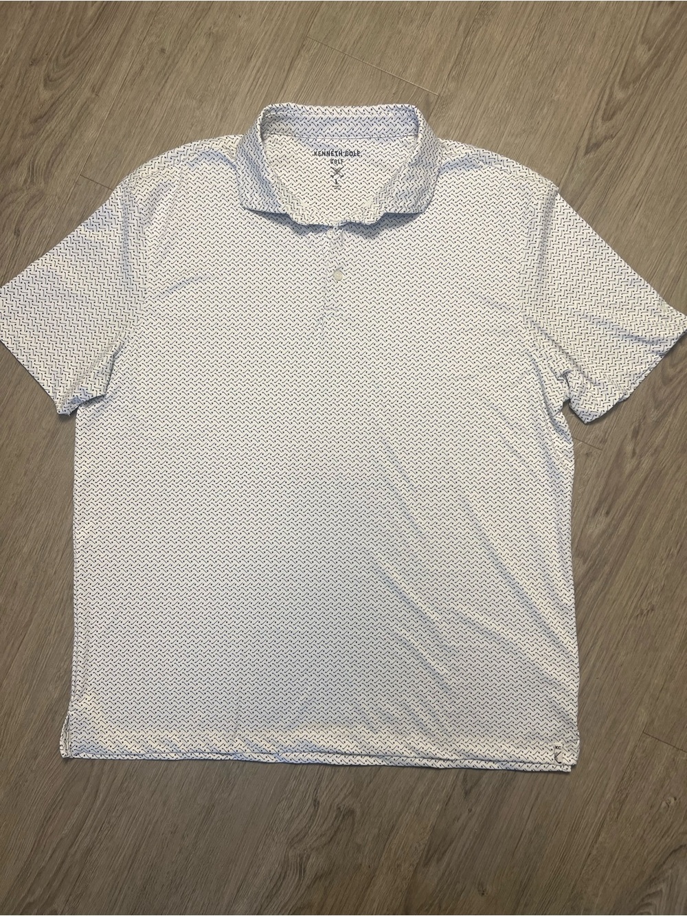 Kenneth Cole White and Light Blue Micro-Pattern Polo